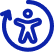 
Ein blauer Kreis mit einem Menschen und einem Pfeil, der Kontinuität und Fortschritt symbolisiert.

