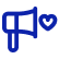 Das Bild zeigt ein blaues Megafon und ein Herz, symbolisiert öffentliche Bekanntmachungen mit Liebe oder Zustimmung.

